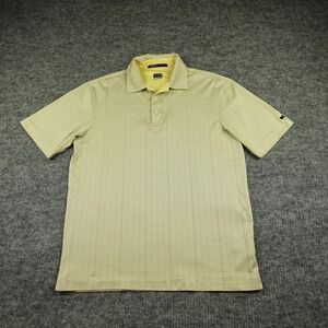 Nike Tiger Woods Collection Polo Shirt‎ Mens Small Yellow Striped FIT DRY Golf-